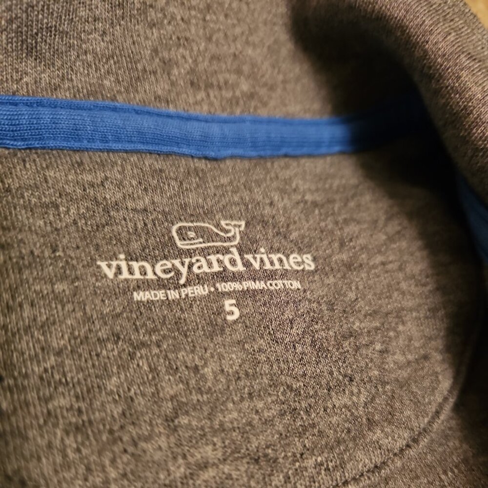 Vineyard Vines Whale Quarter Zip Pullover Sweatshirt 100% Pima Cotton Gray, Sz 5 - Picture 4 of 7